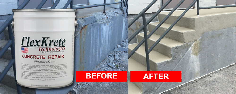 FlexKrete Concrete Repair System: The answer for all concrete repairs. Spalls, Decks, Driveways, Stairs...